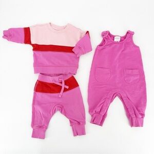 Hanna Andersson Bundle Overall Sweatshirt Sweatpants Set
